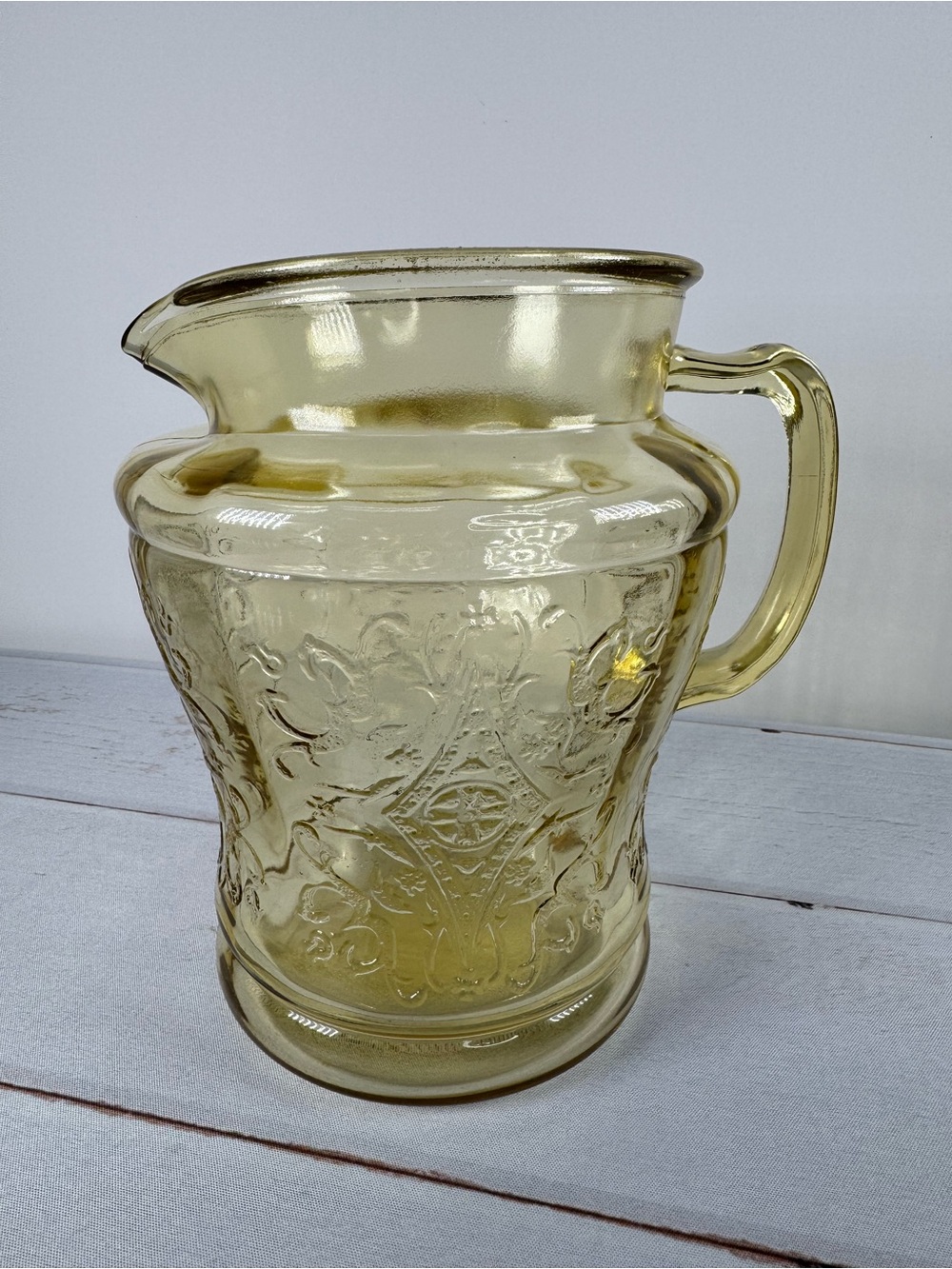 VTG 1930s Federal Glass Madrid Amber Depression Glass Water Pitcher